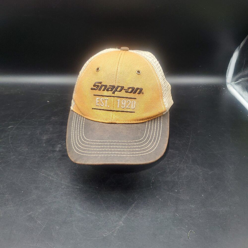 Snap-on EST 1920 Trucker Hat Brown Tan Mesh Adjustable Mechanic Garage Shop Cap